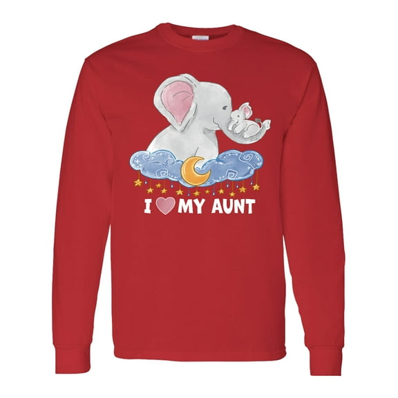 Inktastic I Love My Aunt Cute Elephants with Moon and Stars Long Sleeve T-Shirt