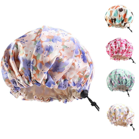 Meidiya Kids Flower Print Satin Bonnet Elastic Adjustable Sleeping Cap Reversible Double Layer Soft Silk Night Hats for Natural Hair Toddler Child Baby