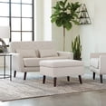thumbnail image 6 of OFM 161-FLS2-BGE 161 Collection Mid Century Modern Tufted Fabric Loveseat Sofa with Lumbar Support Pillows, Walnut Legs - Beige, 6 of 17