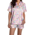 thumbnail image 1 of GDREDA Ensemble de Pyjama Ample pour Femmes, Imprimé Mignon de Pâques, Chemise à Manches Courtes Boutonnée, Ensemble de Shorts, pyjamas pour Femmes, Beige, S, 1 of 5