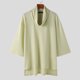 thumbnail image 3 of INCERUN Tops 2024 estilo coreano moda para hombres bufanda cuello apilado diseño camisetas casuales sólido manga tres cuartos camiseta S-5XL, 3 of 5