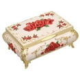 thumbnail image 3 of Vintage Jewelry Box, Trinket Box Rectangular Exquisite Beautiful Gift Box  For Ladies Girls Gold White Red Rose, 3 of 8