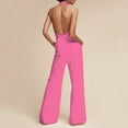 thumbnail image 6 of GILIGEGE Sleeveless Jumpsuit Wrapped V Neck Elegant for Womens Halter Dressy Casual Wide Leg Pant 2025 One Piece Romper Outfits Women's Sleeveless Deep V Halter Neck Backless Waist Jumpsuit Pink Xxl, 6 of 6
