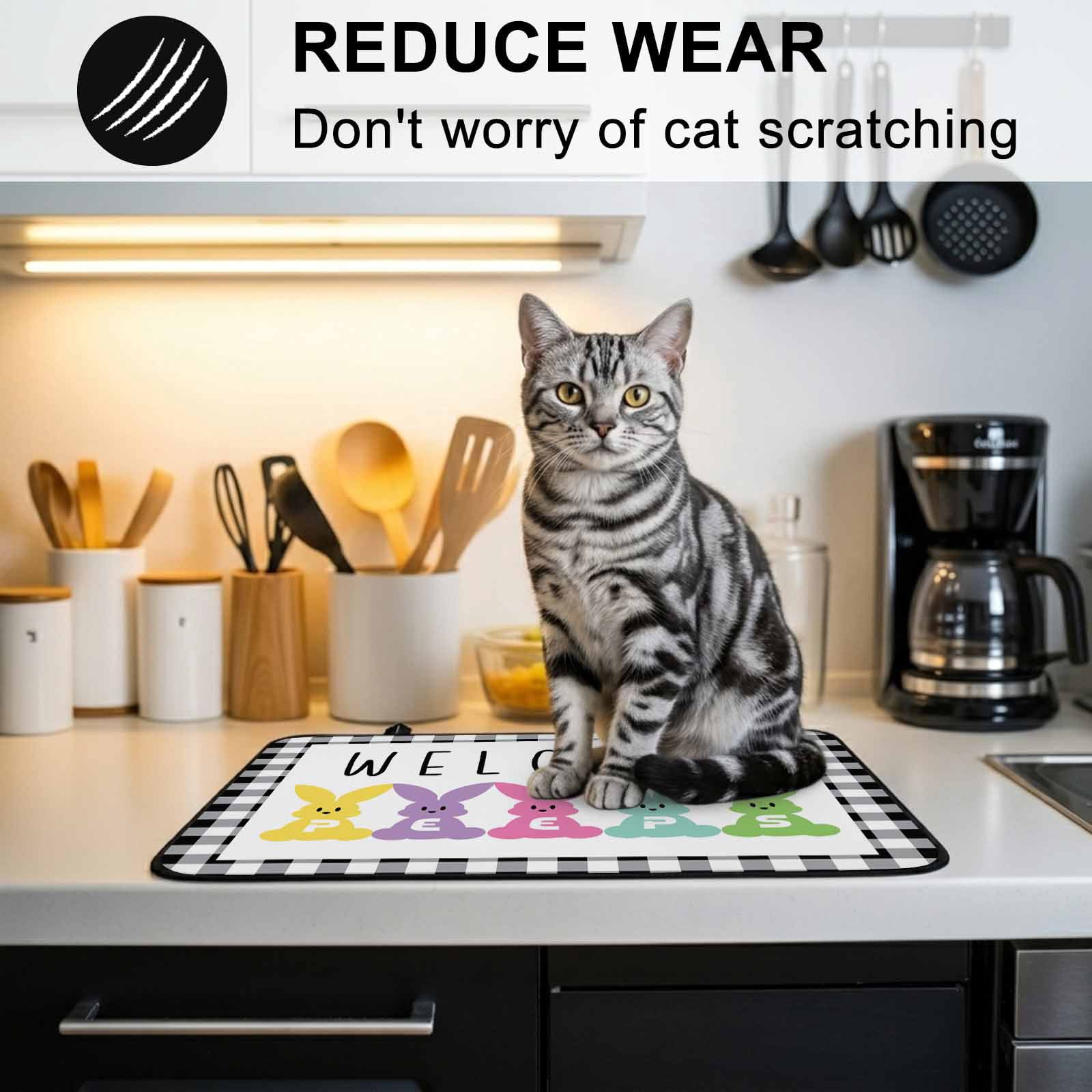 Bunny Easter Stove Top Cover for Electric Stove, Heat-proof & Non Slip Glass Top Stove Cover Protector, Black White Checkered Modern Art Kitchen Flat Cooktop Rubber Mat 24x21 Inches