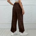 thumbnail image 5 of APEXFWDT Women's Fleece Lounge Pants Fuzzy Drawstring Cuffed Jogger Pants Winter Warm Pants for Neighborhood Walks,XXL,Brown, 5 of 5