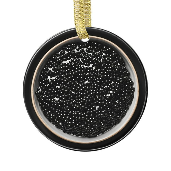 Caviar Black Fish Eggs Delicacy Food Lovers Foodie Novelty Holiday Christmas Ornament Xmas Tree Gift (Flat Design Printed on Ceramic, Not 3D)