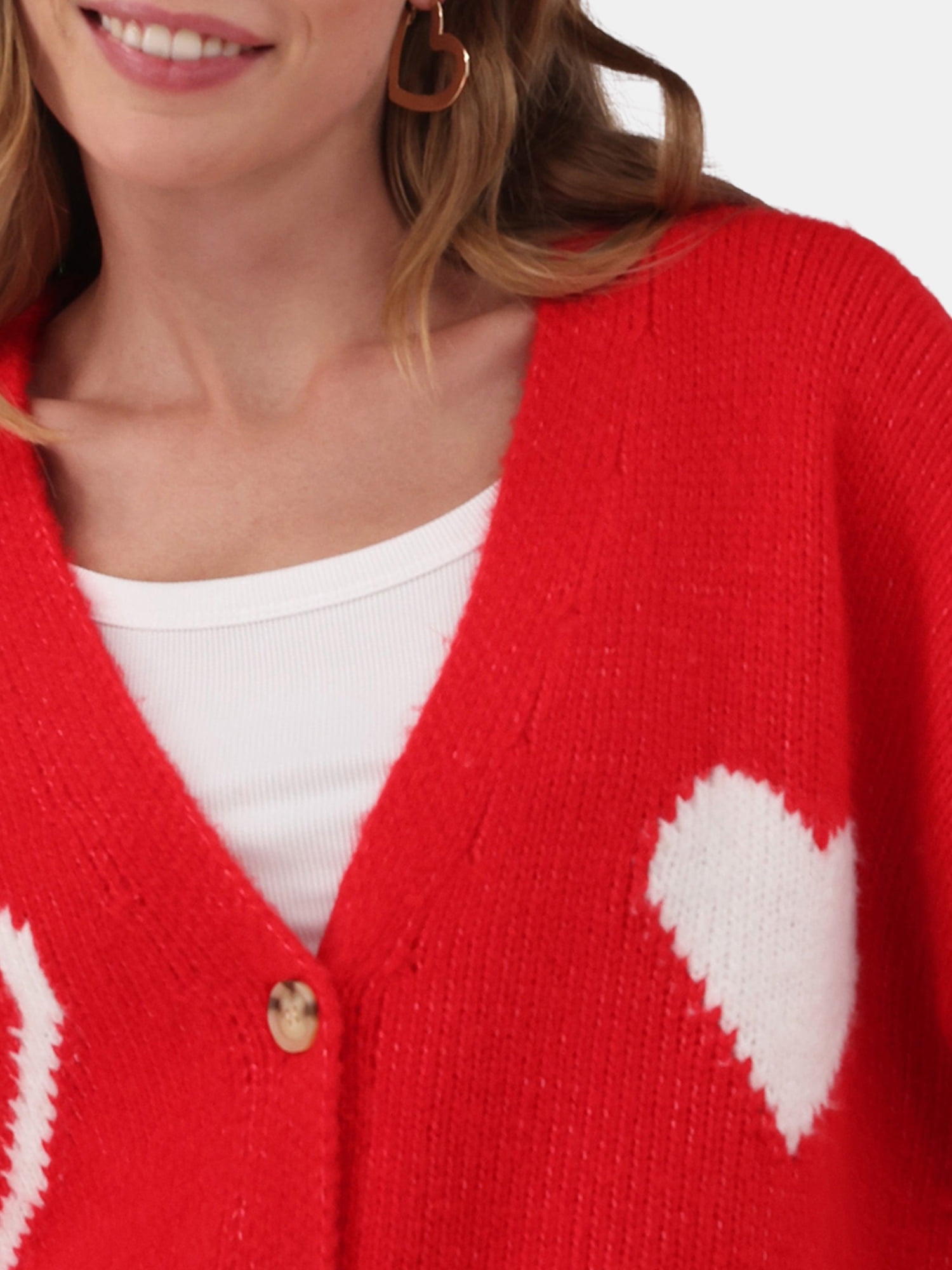 Little Heart Embroideried Button-Up Cardigan in White