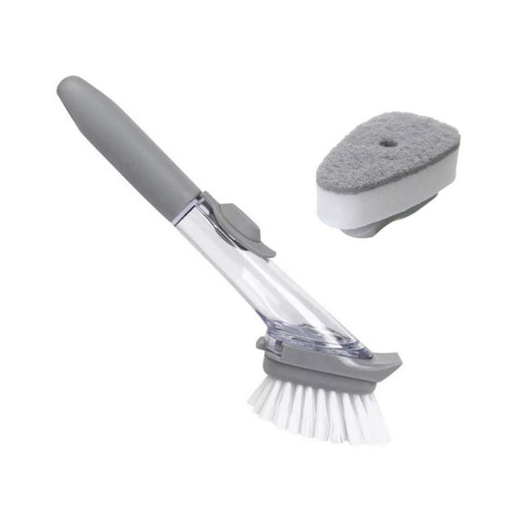 Ashosteey Dish Brushes with Soap Dispenser, Kitchen Dish Scrubber Brushes with Handle, Dishwashing Cleaning Scrubbers for Dishes/Pans/Pots