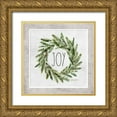 thumbnail image 1 of Talent, Kelley 20x20 Gold Ornate Wood Framed with Double Matting Museum Art Print Titled - Joy Evergreen Wreath, 1 of 4