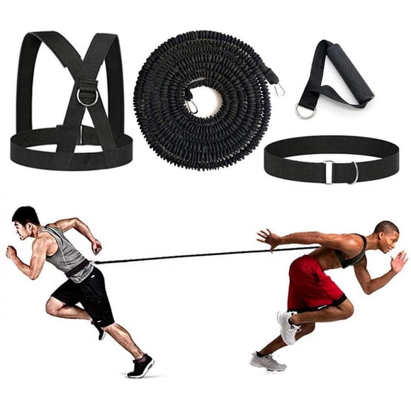 Double Pull Resistance Rope 4-Pcs Bungee Resistance Cord Set Fit Solo or Partner Great for Vertical Jumps Lateral Movement Sprint Overspeed Training