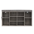 thumbnail image 1 of Shoe Storage Bench, 10 Cubbies Shoe Bench with Cushion and Side Pocket, 41 Inch Entryway Shoe Organizer, Cubby Shoe Rack with Adjustable Shelves for Entryway Hallway, Gray, 1 of 7