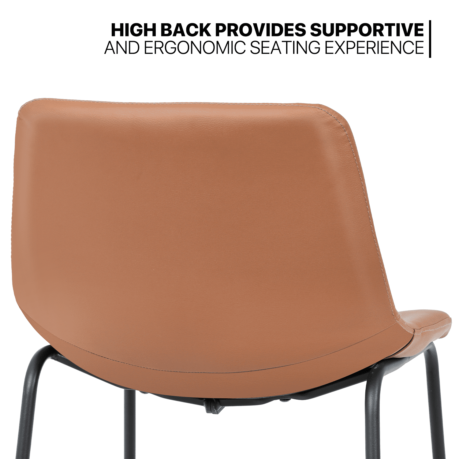 MoNiBloom PU Leather Barstools Set of 2, Modern Counter Height Bar Stools, Dining Pub Chairs with Padded Bucket Seat, Brown