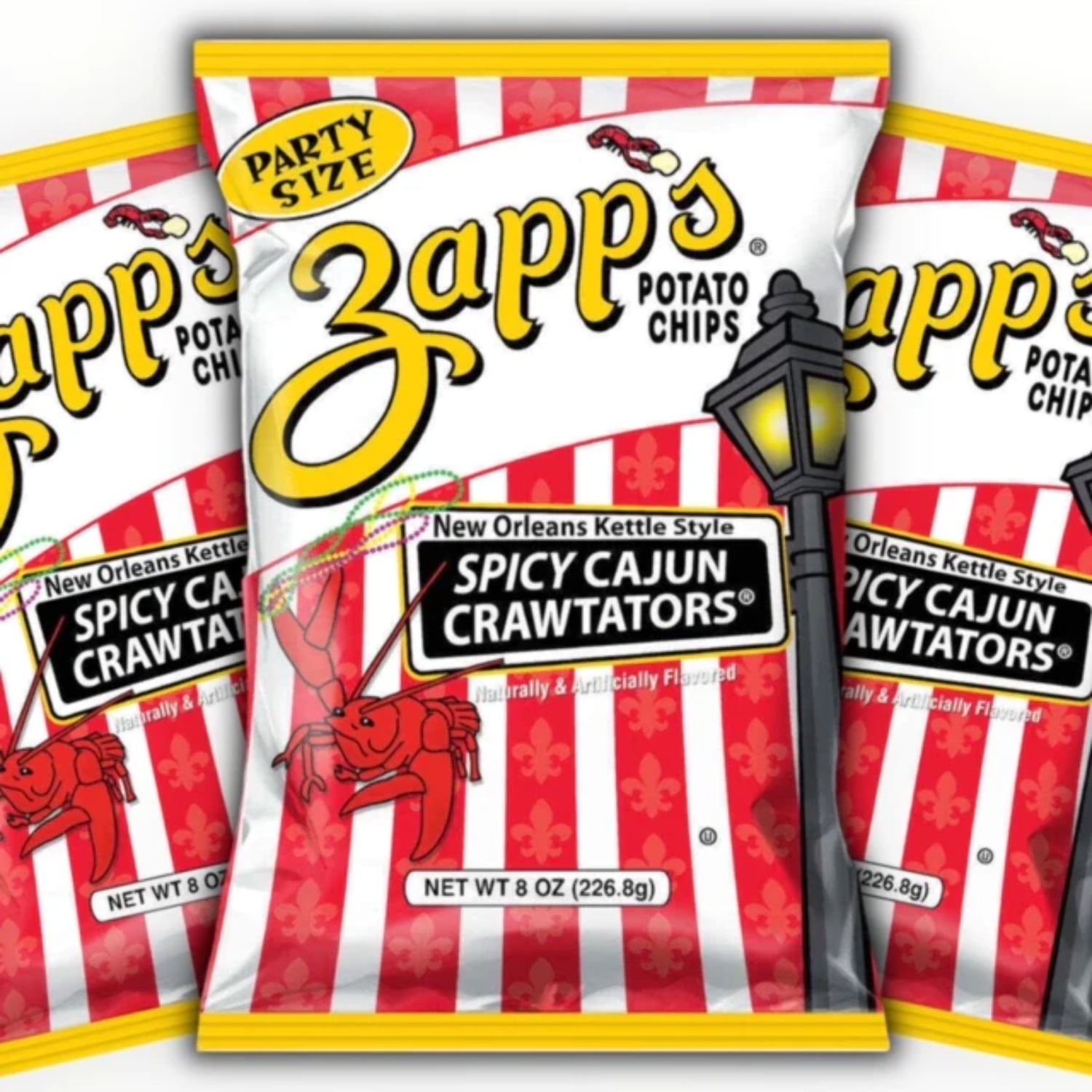 Zapp's Kettle Cooked --Spicy Cajun Crawtater "PARTY SIZE" 3-Pack (8oz/3 Bags)