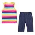 thumbnail image 3 of OGLCCG Girls 2 Pieces Outfits Summer Striped Sleeveless Tank Tops and Capri Pants Casual Matching Vacation Beach Lounge Sets 1-12 Years, 3 of 5