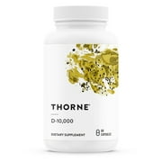 Thorne Vitamin D-10,000, Vitamin D3 Supplement, 10,000 IU, Support Healthy Teeth, Bones, Muscles, Cardiovascular, and Immune Function, Gluten-Free, Dairy-Free, Soy-Free, 60 Capsules