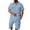 Sky Blue, variant on Mens 2 Piece Set Outfits Button Up Short Sleeve T-Shirt Elastic Waist Drawstring Shorts Sets with Pockets Summer Casual Loose Holiday Vocation Suits