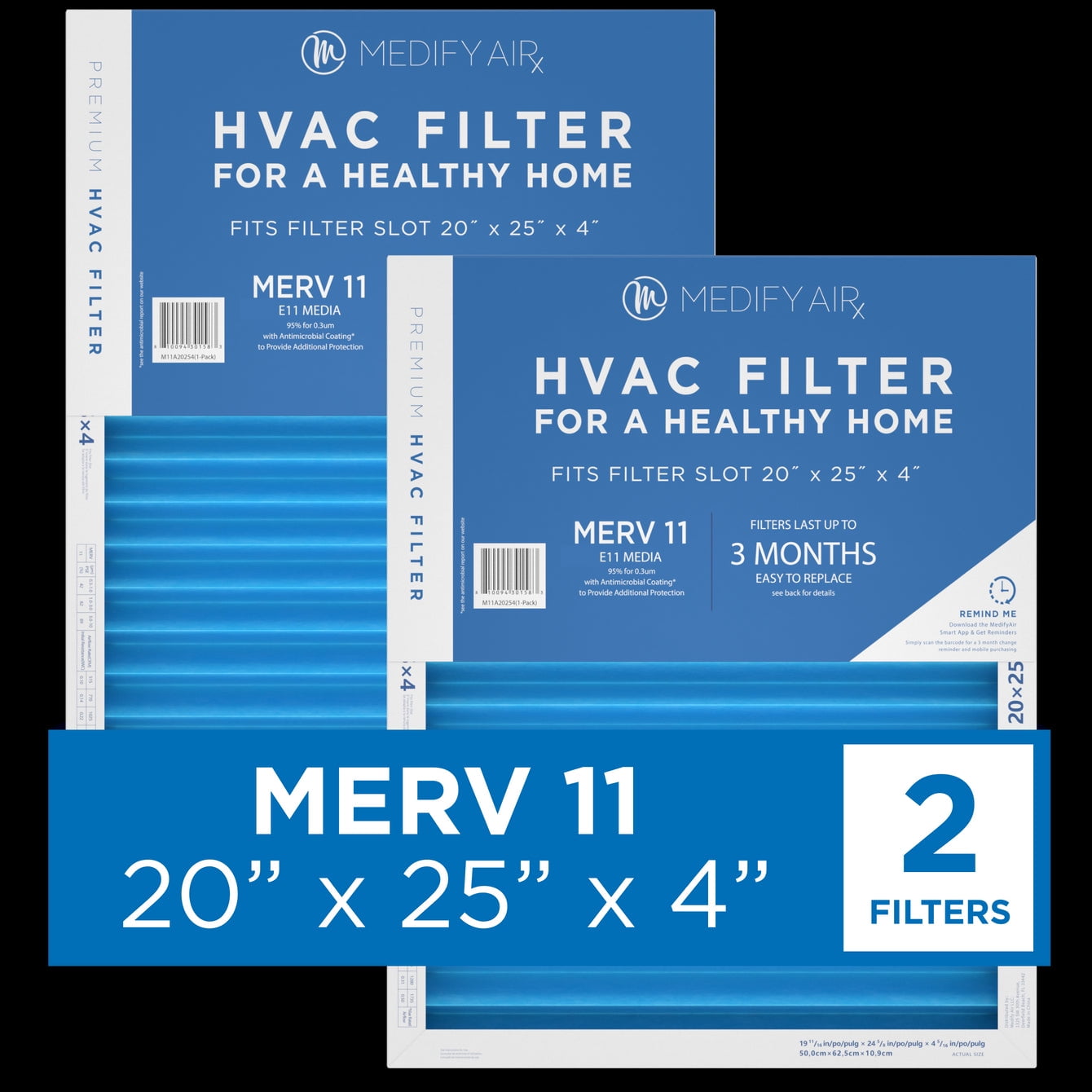 Medify Air 20x25x4 Pleated Filter 95 Particles HEPA Air Cleaning (MERV