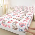thumbnail image 5 of Manfei Watercolor Kitten Bed Sheets, Cupcake Donut Bow Full Size Sheets, White Pink, 4 Pieces, 1 Flat Sheet, 1 Fitted Sheet and 2 Pillowcases, 5 of 6