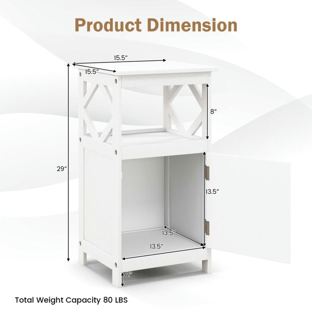 Finihen Bathroom Storage Cabinet, Bathroom Floor Cabinet, Bathroom Floor Cabinet Side Storage Organizer with Open Shelf and Single Door, for Bathroom, Living Room, Bedroom, Kitchen, White Finihen Bathroom Storage Cabinet, Bathroom Floor Cabinet, Bathroom Floor Cabinet Side Storage Organizer with Open Shelf and Single Door, for Bathroom, Living Room, Bedroom, Kitchen, White