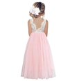 thumbnail image 5 of Vestido de encaje para niñas, Vestidos de fiesta de boda de flores para niños, Vestidos de tul con perlas para niñas, Vestidos de princesa para niños de verano, 5 of 5
