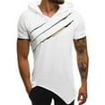 thumbnail image 2 of Men Causal Short Sleeve Ripped Irregular Hem Slim Blouse T-shirt Fitness Hoodie, 2 of 7