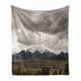 thumbnail image 1 of Kansas Soft Flannel Fleece Throw Blanket, Clouds and Snow Capped Mountains in Colorado Dramatic Sky Overcast Gloomy Weather, Cozy Plush for Indoor and Outdoor Use, 50" x 70", Multicolor, by Ambesonne, 1 of 6