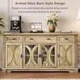 thumbnail image 5 of Laisnet 64" Farmhouse Sideboard Cabinet with 3 Drawers and 4 Doors, Adjustable Shelves and Curved Glass Doors, Large Storage Cabinet for Dining Room Living Room Kitchen, Natural, 5 of 8