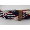 thumbnail image 4 of 41*1.3 inch unisex elastic fabric braided stretch belt casual men women waist belt with PU leather buckle, blue white red, 4 of 4