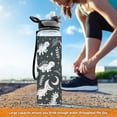 thumbnail image 6 of White Line Dinosaurs Leaves Sports Water Bottle Portable Travel Mug 32oz BPA Free Leak Proof Straw Transparent Tritan for Gym Yoga Cycling Camping, 6 of 7