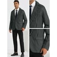 thumbnail image 5 of Unique Bargains Men's Stripes Single Breasted Business Color Block Sports Coat Blazers 2XL Black White, 5 of 6