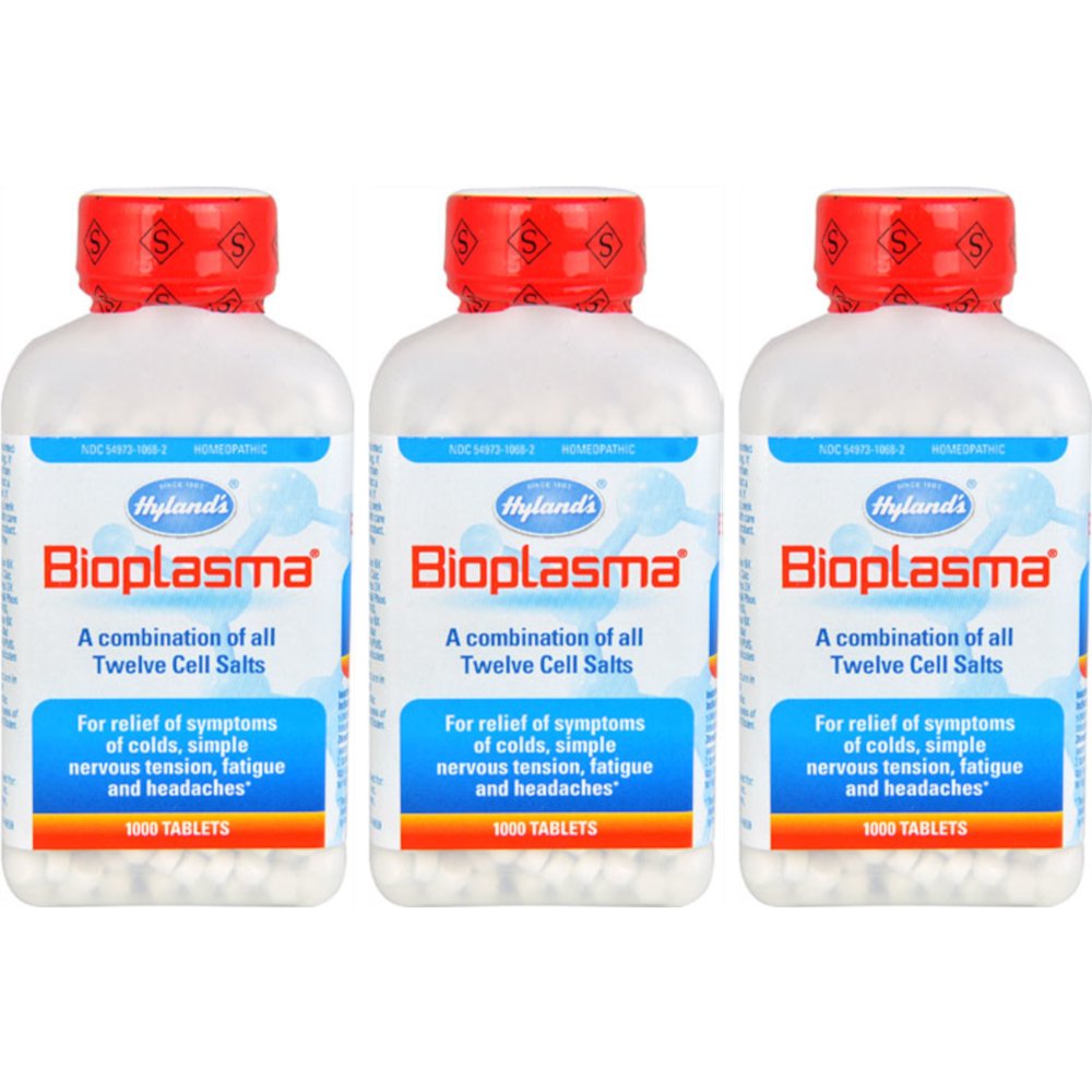 3 Pack Hylands Bioplasma Combination of 12 Mineral Cell Salts 3000 Tablets