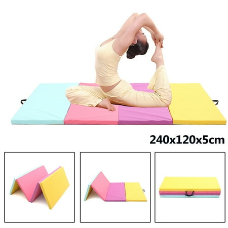 8ft 4 Folding Leather Gymnastics Tumble Mat Dancing Exercise Yoga