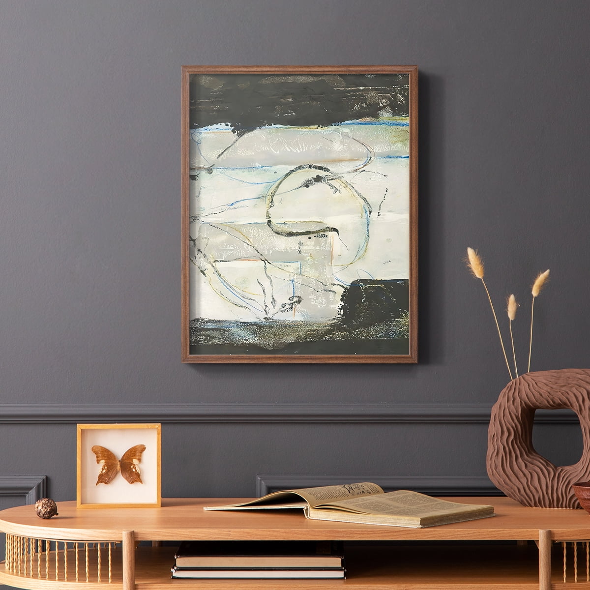 Continuing Energy I Framed Print in Brown Solid Wood Framed Print No Nail Hanging