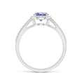 thumbnail image 2 of ANGARA Natural Vintage Style Tanzanite Split Shank Ring with Diamond Halo in 14K White Gold for Women (Size-6mm) | December Birthstone, Anniversary, Jewelry Gift for Women | Natural Tanzanite Ring, 2 of 9