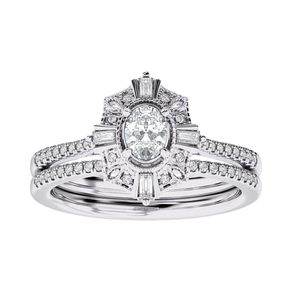 Spot Jewel 14K White Gold Over Ring - 1.6 Ct Oval Cut Diamond Ring for Her - Causal Daily Wear Ring - Bridal Set Engagement Ring - Party Wear Diamond Ring - Gorgeous Anniversary Gift for Women's