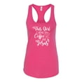 thumbnail image 2 of Wild Bobby, This Girl Runs On Coffee And Jesus Inspirational/Christian Women Racerback Tank Top, Raspberry, Large, 2 of 5