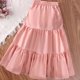 thumbnail image 2 of Gibobby faldas largas de mujer casuales niñas y niños pequeños, blusa de manga corta de burbuja, conjunto de falda sólida, 2 uds.(Rosa, 5-6 Años), 2 of 4