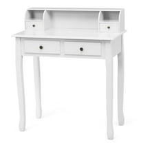 Costway Writing Desk Mission White Home Office Computer Desk 4 Drawer White