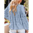 thumbnail image 2 of Blusa Manga Larga Cuello Redondo Estampado Floral Volantes Lindos Tops De Moda Para Dama Azul Claro XL, 2 of 6