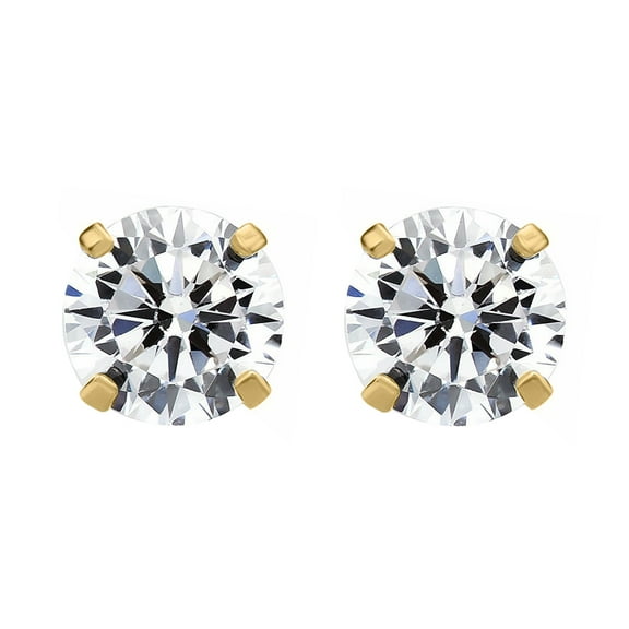 Precious Stars 14K Yellow Gold Cubic Zirconia 6-mm Solitaire Screwback Earring Studs