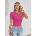 thumbnail image 4 of Womens Fashion Fall Clothes One Piece Cutout Tops short Sleeve Slim Fitted Shirts Tee Tshirts, 4 of 6