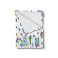 thumbnail image 2 of Unicorn Cat Soft Flannel Fleece Throw Blanket, Girls Pattern Hearts Stars Flowers Ice Cream Funny, Cozy Plush for Indoor and Outdoor Use, 50" x 60", Pale Blue Lavender, by Ambesonne, 2 of 5