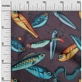 thumbnail image 2 of oneOone Polyester Lycra Maroon Fabric Fish Craft Projects Decor Fabric Printed By The Yard 56 Inch Wide, 2 of 4