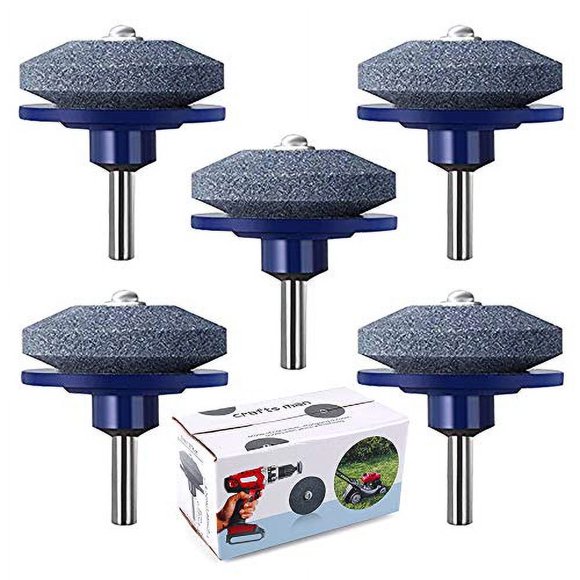 Crafts Man Juego de 5 Afiladores de Cuchillas de Cortacésped, Afilador de Cuchillas de Cortacésped para Taladro Eléctrico o Taladro de Mano (5 piezas, Azul)