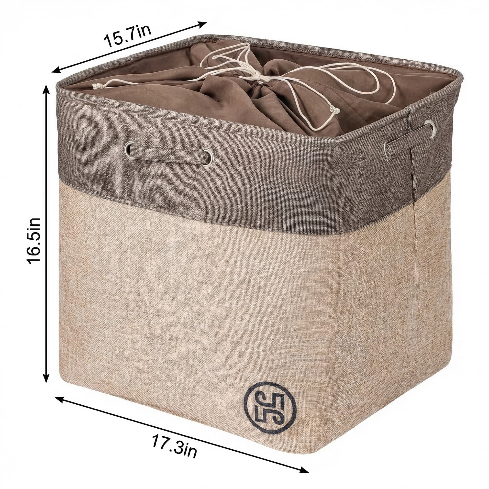 Unique Bargains Fabric Storage Bin with Handles Coffee 17.3*15.7*16.5in