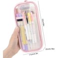 thumbnail image 2 of Estuche de Malla de Nylon con Cremallera, Estuche Transparente para Lápices con Compartimento, para Colegio, Oficina, Viaje (Rosa), 2 of 4