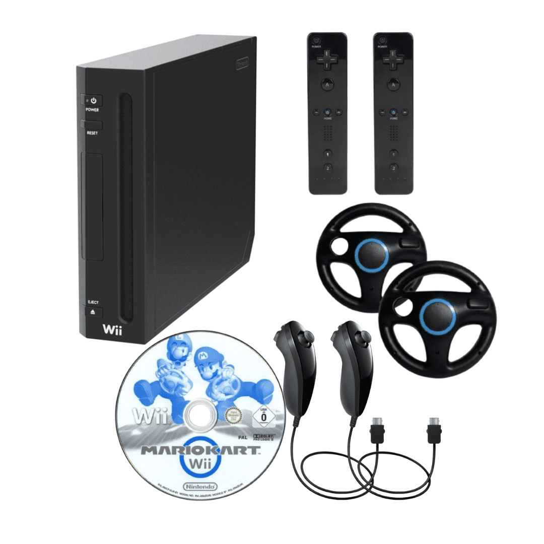 Nintendo Wii Console 2 Player Bundle with Mario Kart Game and