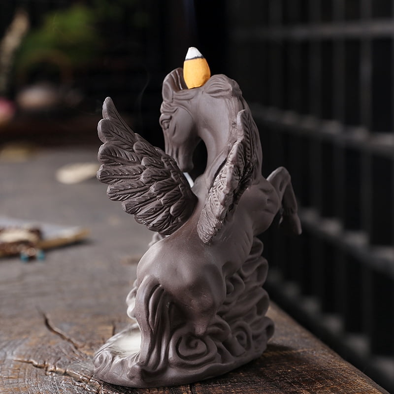Creative Wing Horse Auspicious Clouds Backflow Incense Burner Waterfall Incense Stick Holder Burner Smoke Incense Path Decoration