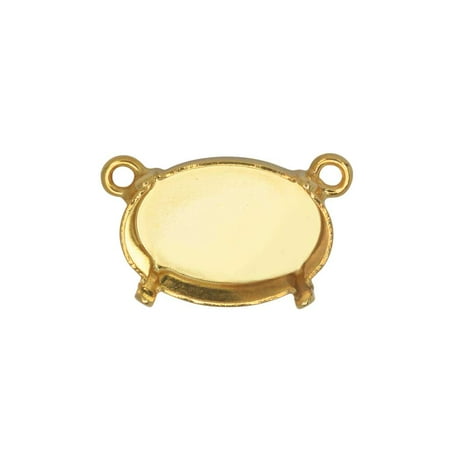 14x10mm Oval Pendant - Gita Jewelry Stone Setting for Swarovski Crystal, Pendant Link Base with 2 Loops for 14x10mm Oval, Gold Plated