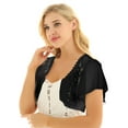 thumbnail image 4 of Yanarno Boléro Court en Chiffon à Manches Courtes pour Femmes, Ouvert, en Dentelle, Noir G, 4 of 7